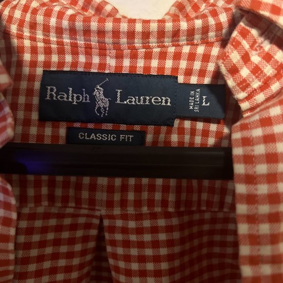 Ralph Lauren Shirt Mens Large Orange Checked Long Sleeve Button Up - Picture 2 of 4